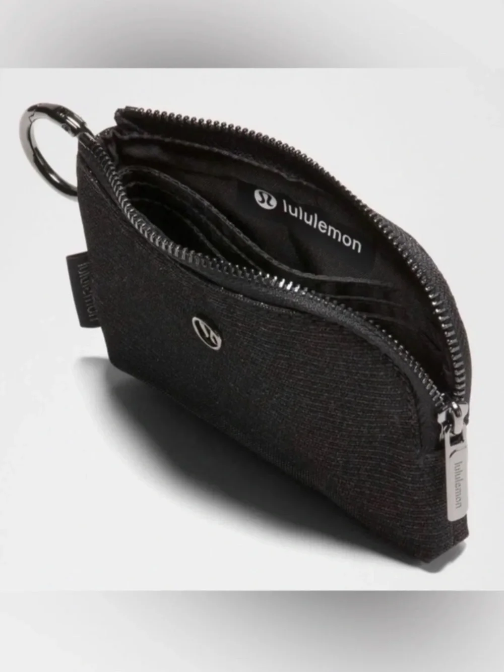 NWT Lululemon Black Glitter Clippable Card Pouch